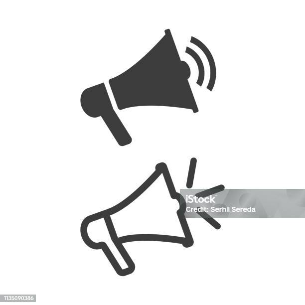 Megaphone Vector Flat Icon On White Background Stock Illustration - Download Image Now - Icon Symbol, Megaphone, Public Speaker