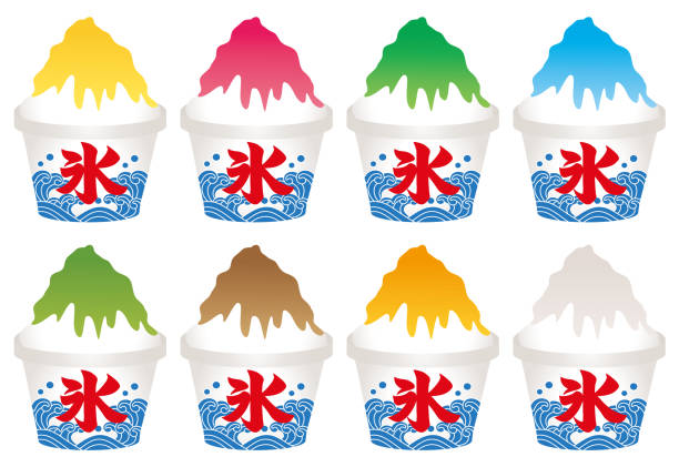 ilustrações de stock, clip art, desenhos animados e ícones de shaved ice topped with flavored syrup - japanese maple