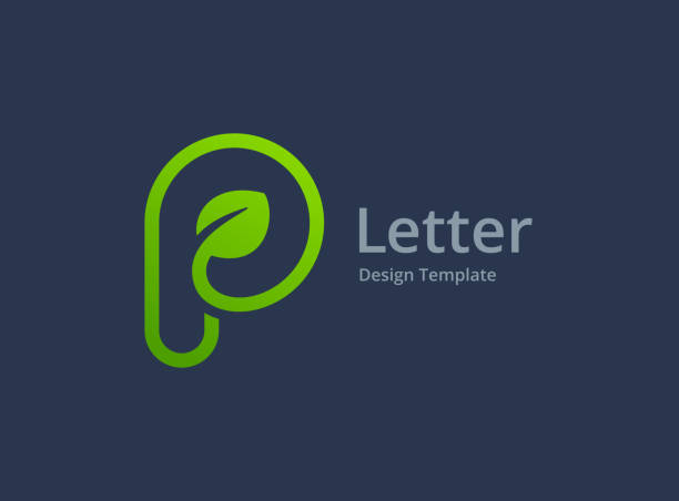 Letter P with eco leaves logo icon design Letter P with eco leaves logo icon design letter p stock illustrations