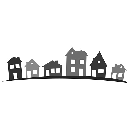 Houses city icons street buildings logo. vector