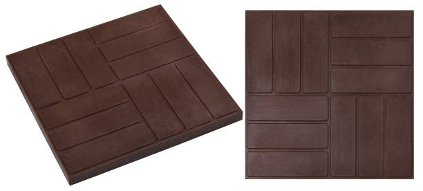 istock Brown squared paving tiles isolated 1135091290