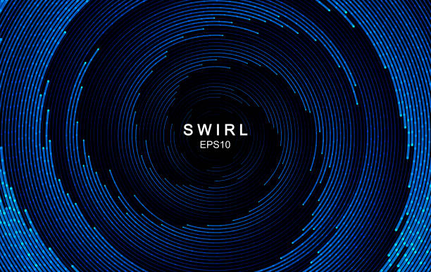 абстрактный вихревой след или туннель. вращающийся сверкающий фон - backgrounds blue futuristic abstract stock illustrations