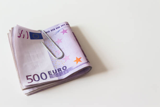 Close up of Euro on banknote