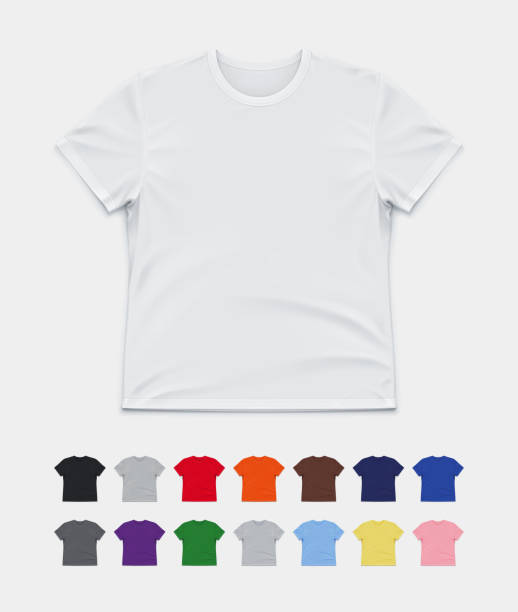 T-Shirt Mockup Realistic Vector Mockup of a Classic Unisex T-Shirt in 15 colors. heather grey stock illustrations