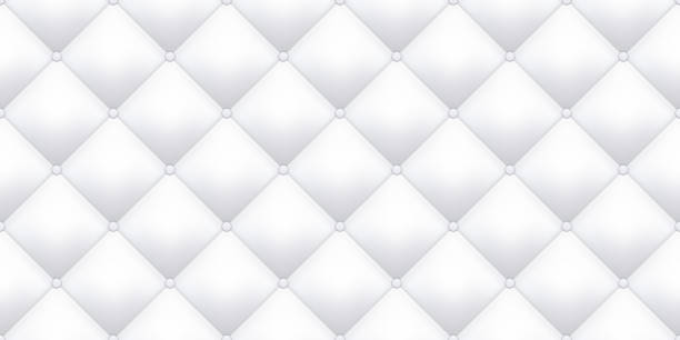 白い革の家具製造販売業のテクスチャパターンの背景。ベクトルヴィンテージロイヤルソファレザー家具製造販売業ボタンシームレスなパターン - red silk background点のイラスト素材／クリップアート素材／マンガ素材／アイコン素材