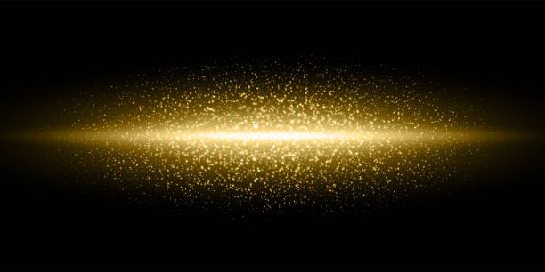 goldener lichtblitz, glitzernde staubpartikel platzen hintergrund, vector goldener schimmer erstrahlt in der linie, magische glitzernde funken in schwarzer galaxie - animal body part flash stock-grafiken, -clipart, -cartoons und -symbole