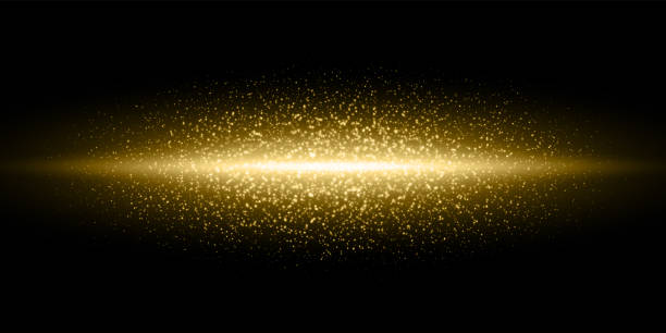 золотая световая вспышка, частицы пыли блеска лопнул фон, вектор золотой мерцающий вспышки свечение линии, магия сверкающие блестки в черн� - animal body part flash stock illustrations