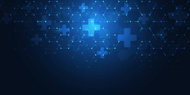 Abstract medical background with hexagons pattern. Concepts and ideas for healthcare technology, innovation medicine, health, science and research. Abstract medical background with hexagons pattern. Concepts and ideas for healthcare technology, innovation medicine, health, science and research hospital patterns stock illustrations