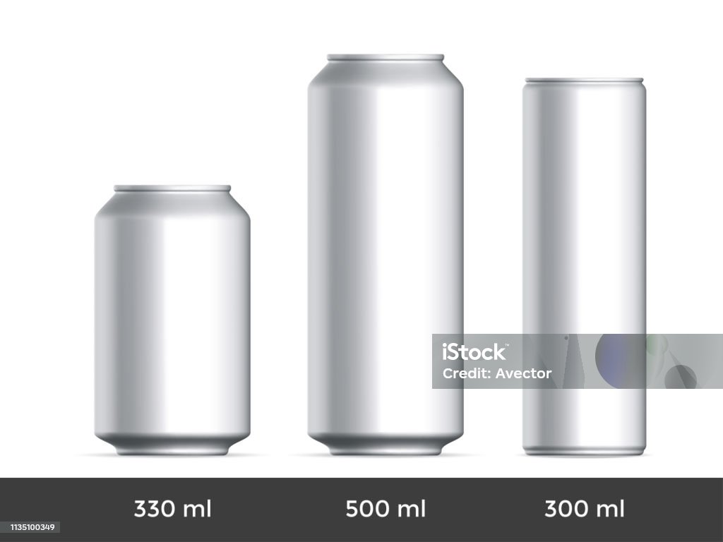 3D can mockup. Vector aluminium beer or soda can blank template - Royalty-free Lata - Recipiente arte vetorial