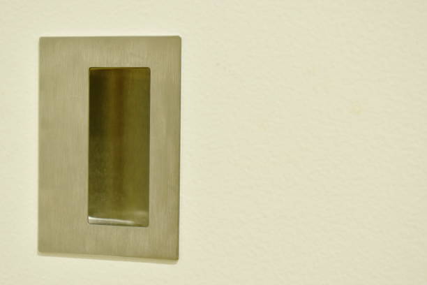 istock stainless handle of white sliding door in house 1135100551