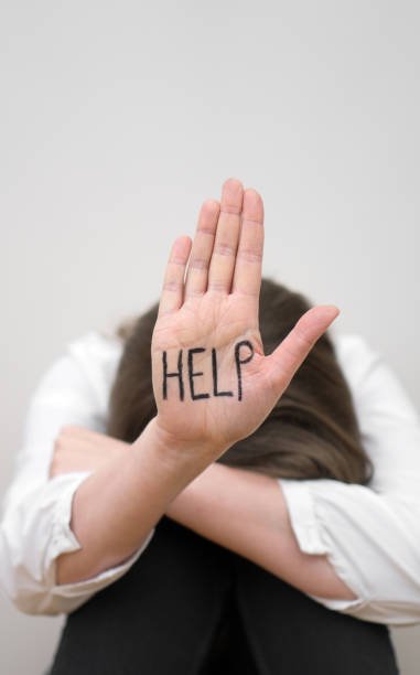istock Depressed woman. Social problems concept. Place for your text. 1135108220