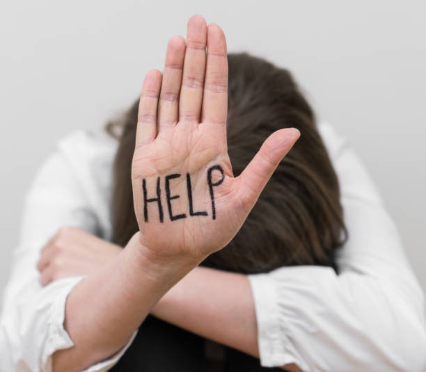 istock Depressed woman. Social problems concept. Place for your text. 1135108227