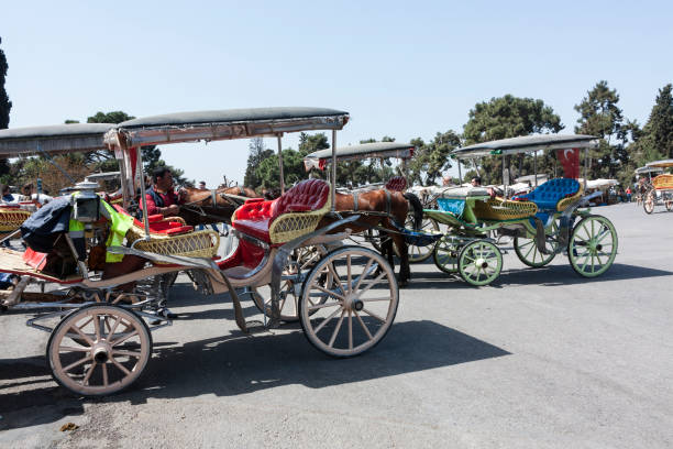 Istanbul, Turkey - April 13, 2018: Horse carriage in Buyukada, Istanbul. Buyukada is an island in bosphorus, Istanbul, Turkey.