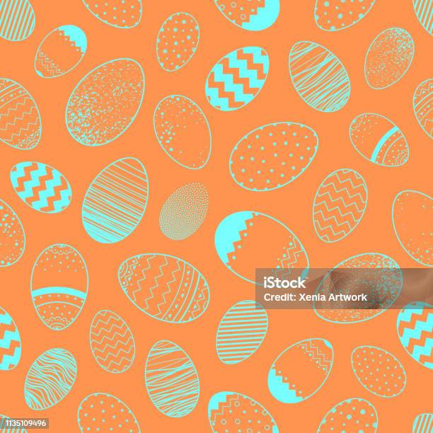Pattern With Different Easter Eggs Stock Illustration - Download Image Now - Easter, Pattern, Abstract