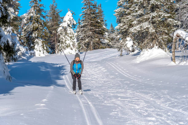 istock Woman cross country skiing 1135109936