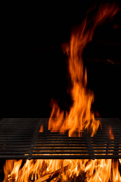 istock Empty flaming charcoal grill with open fire. 1135111001
