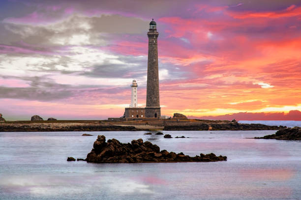 Plouguerneau. The lighthouse of the Virgin Island, Finistère, Brittany stock photo