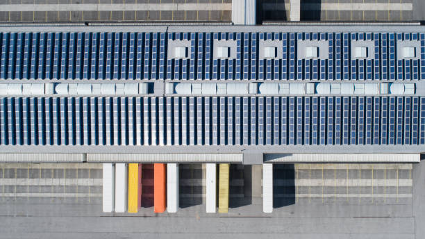 istock Loading bay, industrial building, logistics - aerial view 1135111411