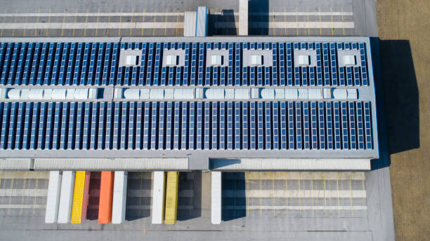 istock Loading bay, industrial building, logistics - aerial view 1135111429