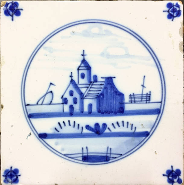 istock church on antique dutch ceramic tile 1135111526