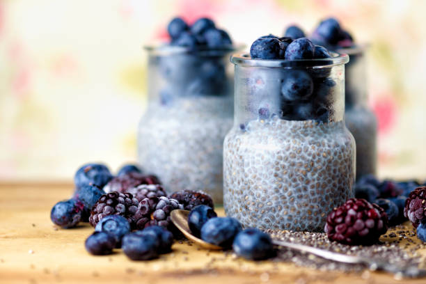 istock Raw Vegan Chia puddings with  blackberries and blueberries 1135111613