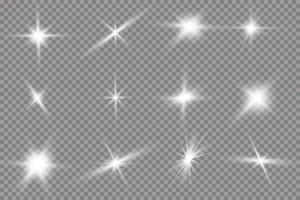ilustrações de stock, clip art, desenhos animados e ícones de white glowing light explodes on a transparent background. with ray. transparent shining sun, bright flash. the center of a bright flash. - glitter