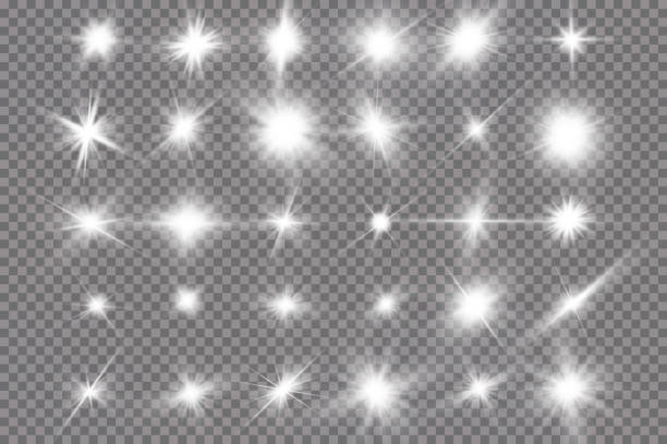 White glowing light explodes on a transparent background. with ray. Transparent shining sun, bright flash. The center of a bright flash