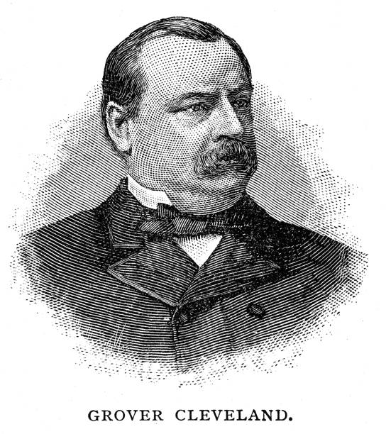 president Grover Cleveland engraving 1895 Map from “A History of the United States for America  for Schools” 1895 grover cleveland stock illustrations