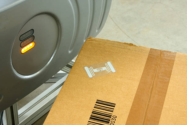 RFID label on box stock photo