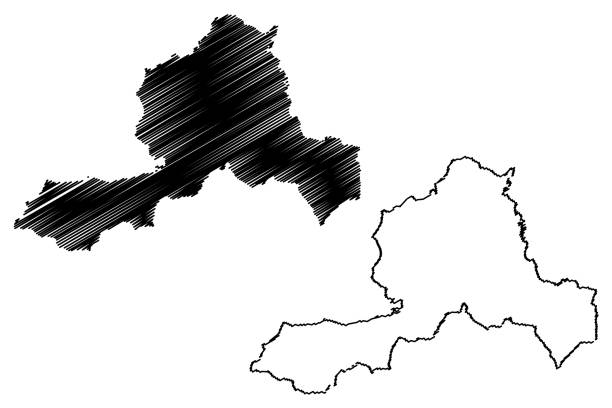 Wrexham map vector Wrexham (United Kingdom, Wales, Cymru, Principal areas of Wales) map vector illustration, scribble sketch Wrexham County Borough map wrexham stock illustrations