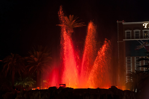 Las Vegas, USA - July 05, 2016:  The volcano attraction in front of The Mirage Hotel & Casino in Las Vegas, Nevada