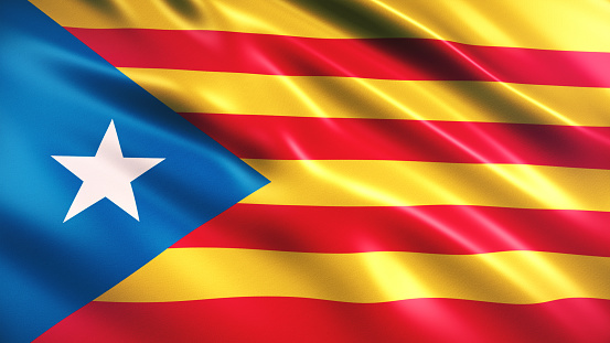 3d render Catalonia Flag Animation (Close-up)