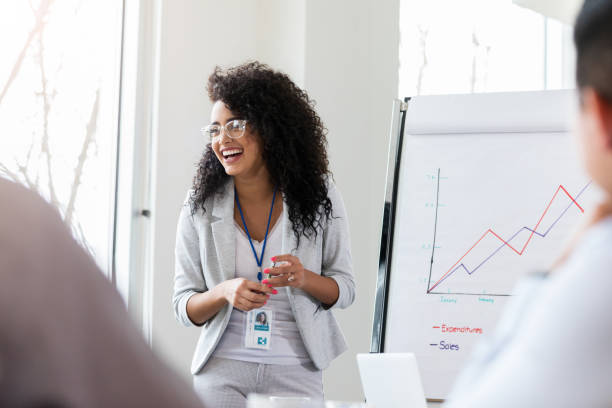 istock Pharmaceutical sales representative gives presentation 1135118103
