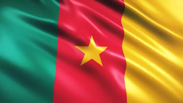 3d render Cameroon Flag Animation (Close-up)