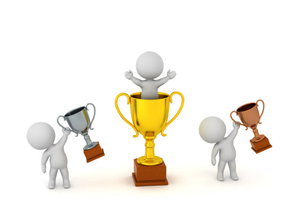 istock 3D Characters with Bronze, Silver and Gold Trophies 1135120932