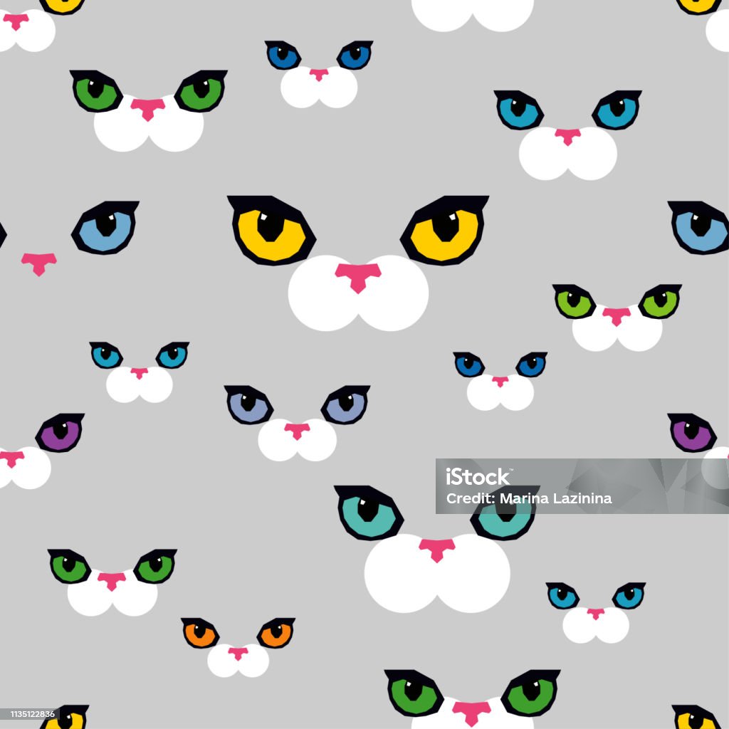 Seamless Pattern With Decorative Cats Funny Lovely Cats Stock Illustration  - Download Image Now - iStock