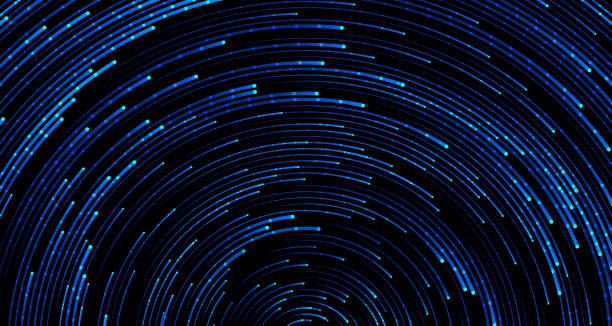 Blue circular sparkling background. Abstract starry sky or outer space Blue circular sparkling background. Abstract starry sky or outer space. Vector rotating lines with light effect star trail stock illustrations