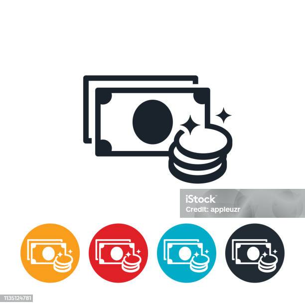 Cash And Coins Icon Stock Illustration - Download Image Now - Bling Bling, Abundance, Coin
