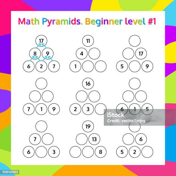 Pyramid Math Without Background Math Pyramid Educational Game Beginner Level Set Mathematics Puzzle ...