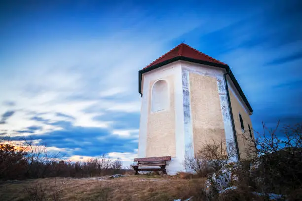 Small chapel on a hill with long exposure in the morning