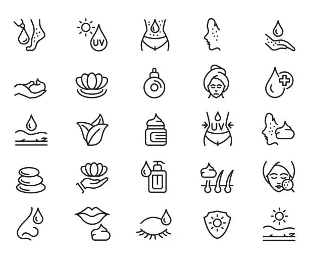 Vector illustration of Skin care icon set