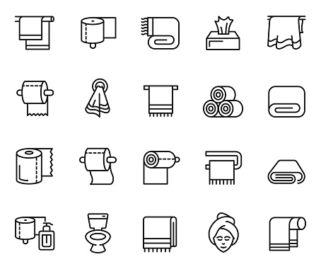 Towel and napkin icon set , vector illustration