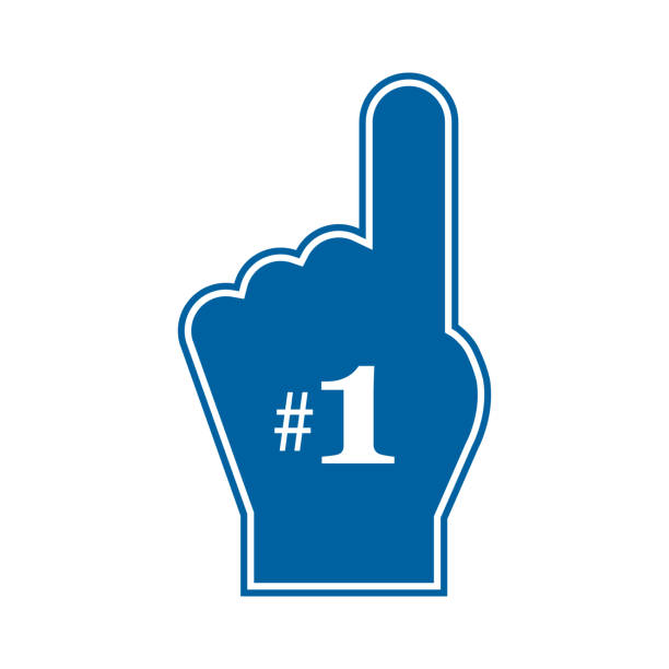 istock Thumb up Number 1 fan. Number 1 fan. Blue foam finger 1135126144