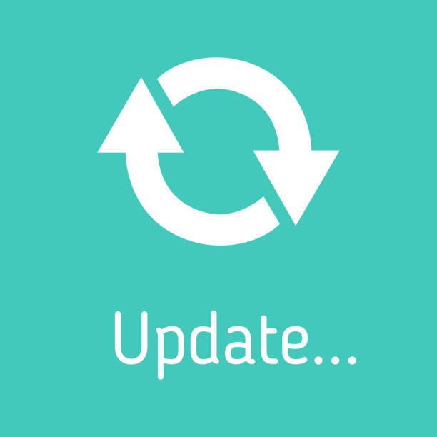 perbarui ikon sistem. konsep upgrade. ikon refresh. panah roda - kabar terbaru komunikasi ilustrasi stok