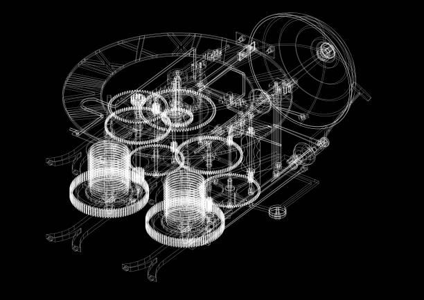 Vintage Clock Mechanism Architect blueprint