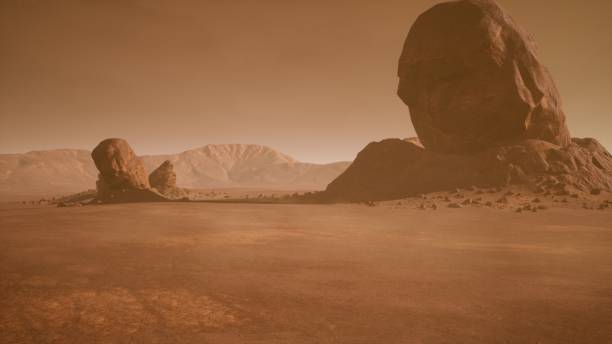 istock Panoramic landscape on the surface of Mars. 3D Rendering 1135126875
