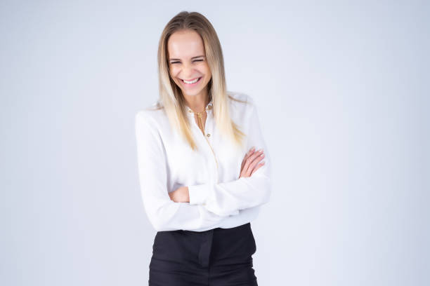 istock Beautiful girl smile and standing on a white background 1135127433