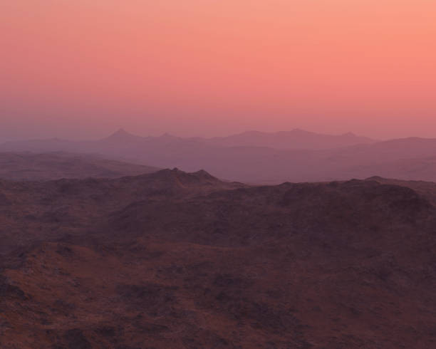 istock Mountains in foggy sunrise. 1135127477