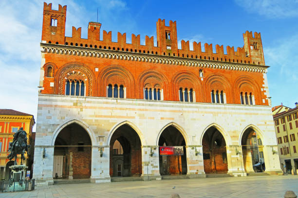 Piacenza,Italy,10 march 2019. Palazzo Comunale (also called Palazzo Gotico) is a palace in Piacenza,built in 1281,which now serves as the seat of municipal administration.