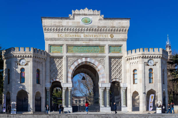 Beyazit, Istanbul / Turkey - March 04 2019: Istanbul University main entrance door